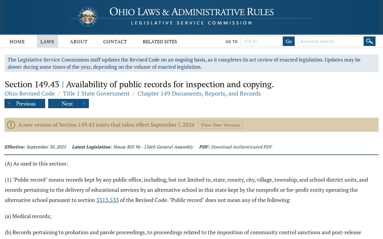 Miami Township residents directory Ohio Public Records Act