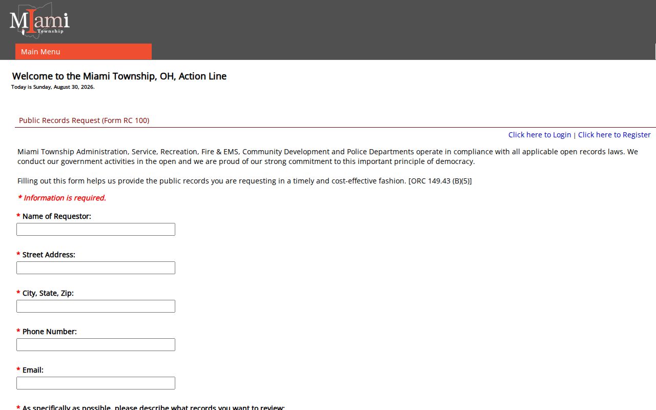 Miami Township residents directory public records request form