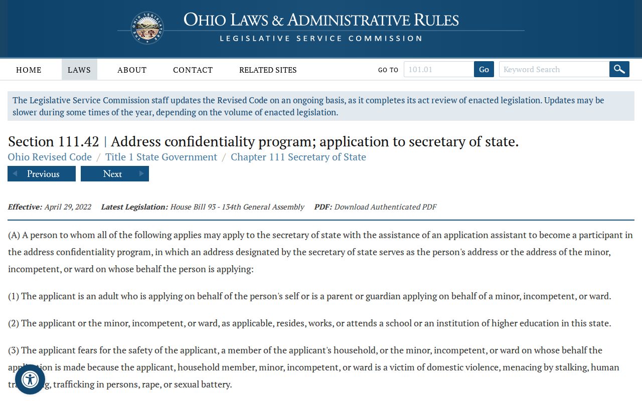 Miami Township neighbors Ohio Safe at Home eligibility statute