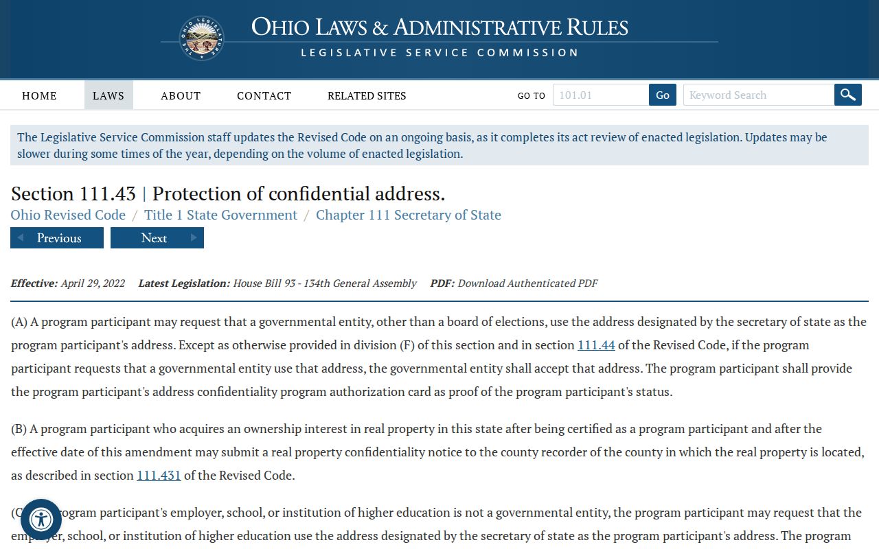 Miami Township neighbors Ohio Safe at Home confidentiality statute